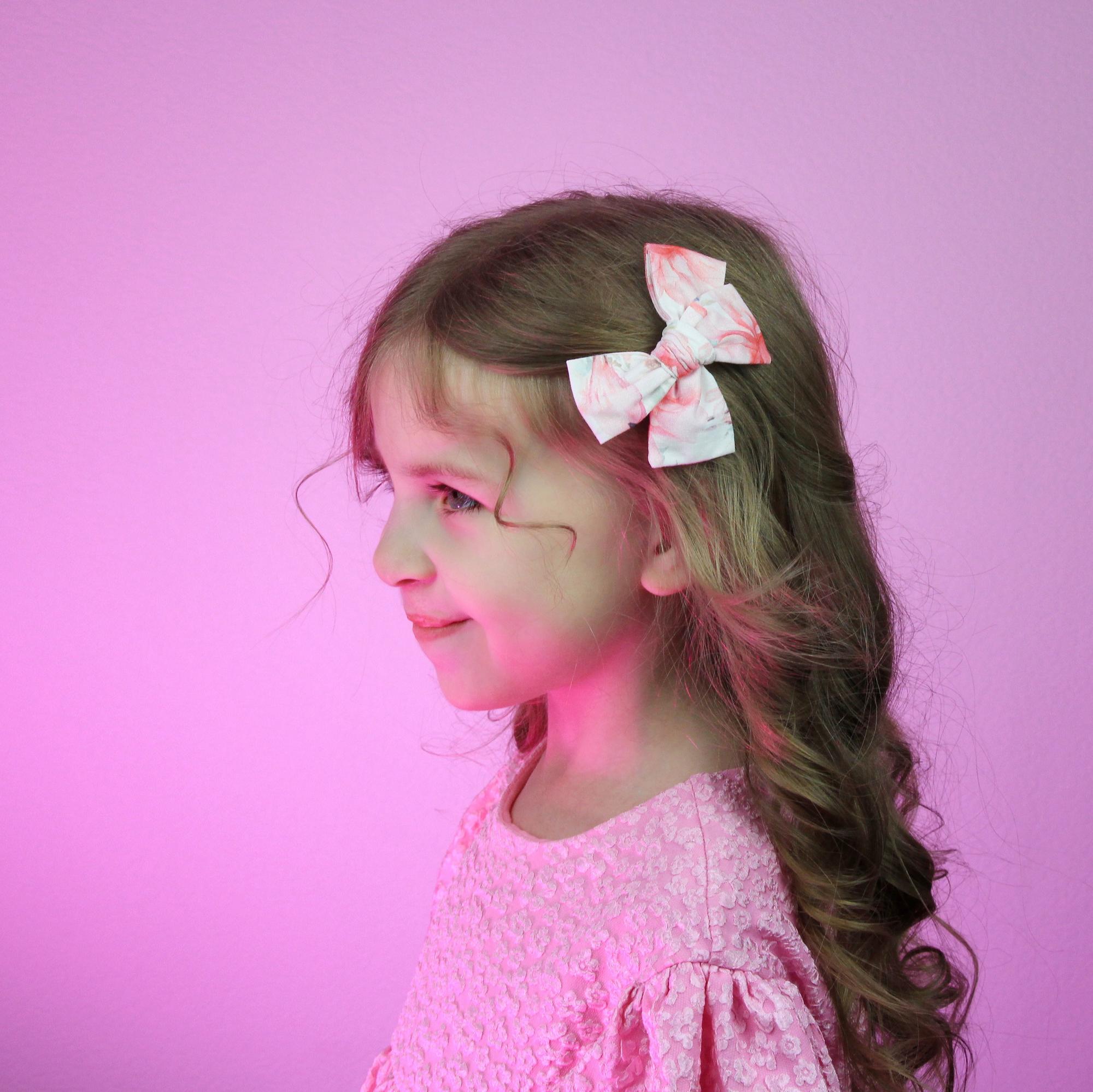 Заколка-зажим "Хлопковый бант" фламинго фуксия