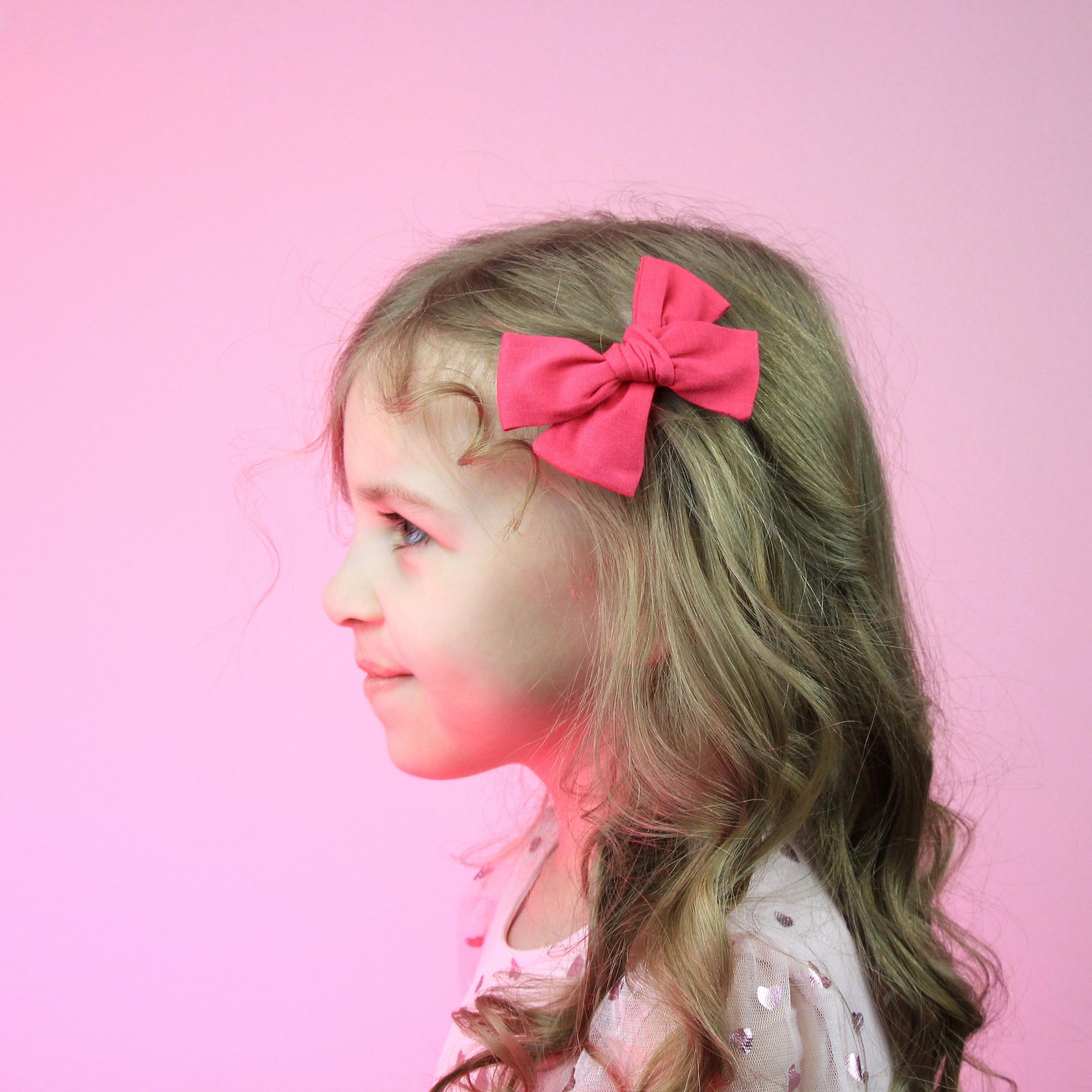 Заколка-зажим "Хлопковый бант" фуксия