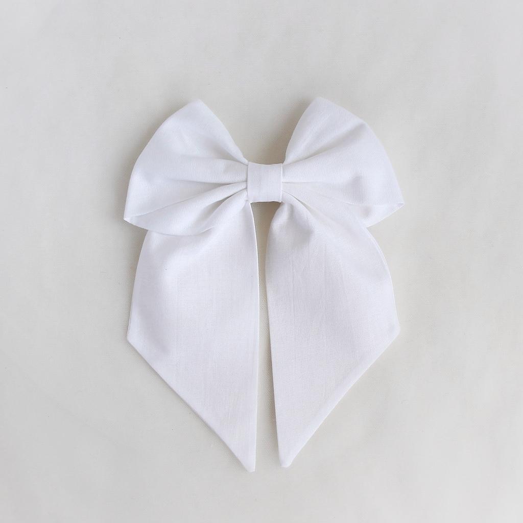 Заколка-автомат "Хлопковый бант длинный" белый