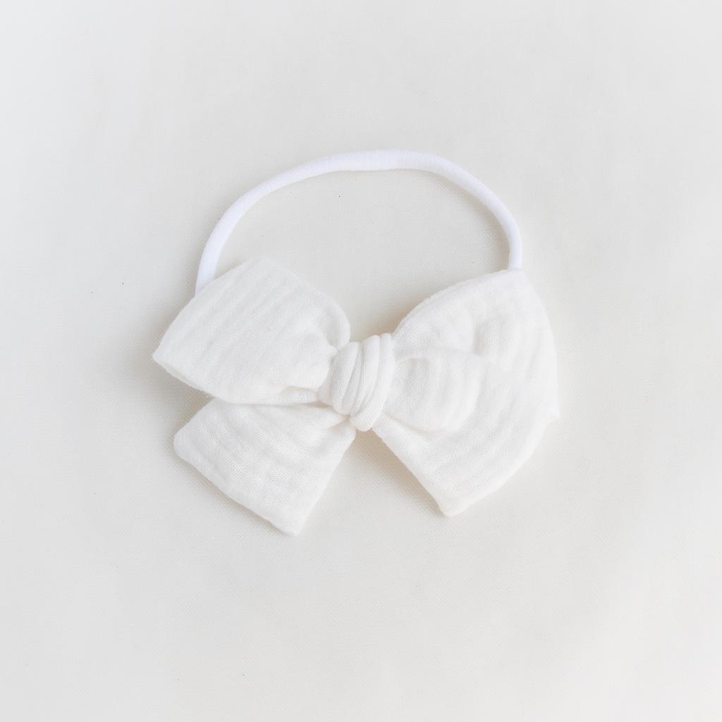 Повязка на голову "Муслиновый бант" белый