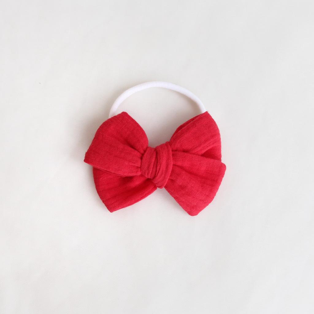 Повязка на голову "Муслиновый бант" красный