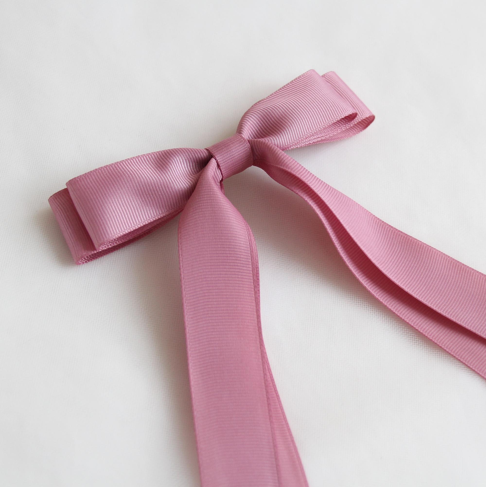 Заколка-зажим "Длинный репсовый бант" пыльно-розовый