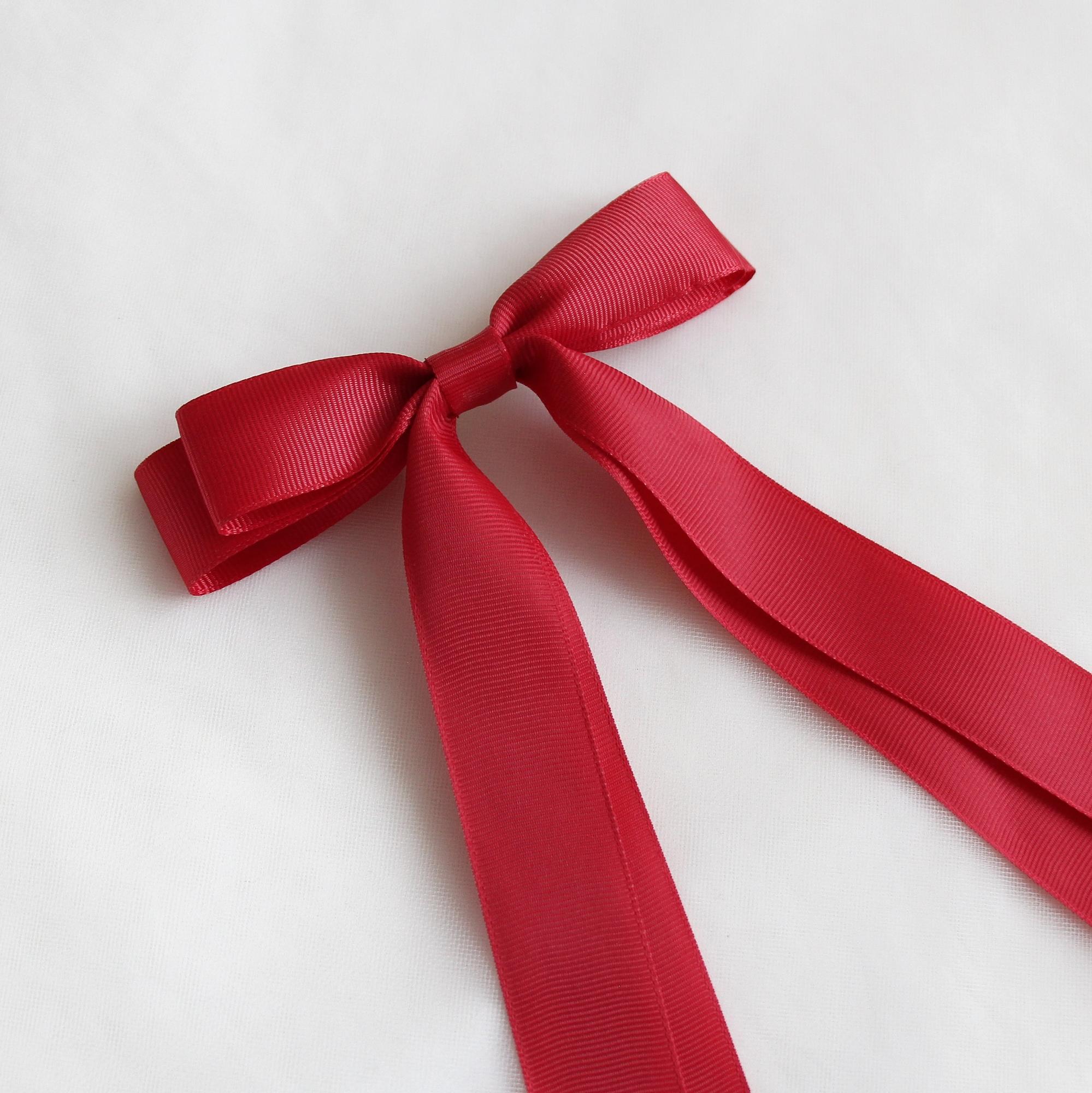 Заколка-зажим "Длинный репсовый бант" темно-красный