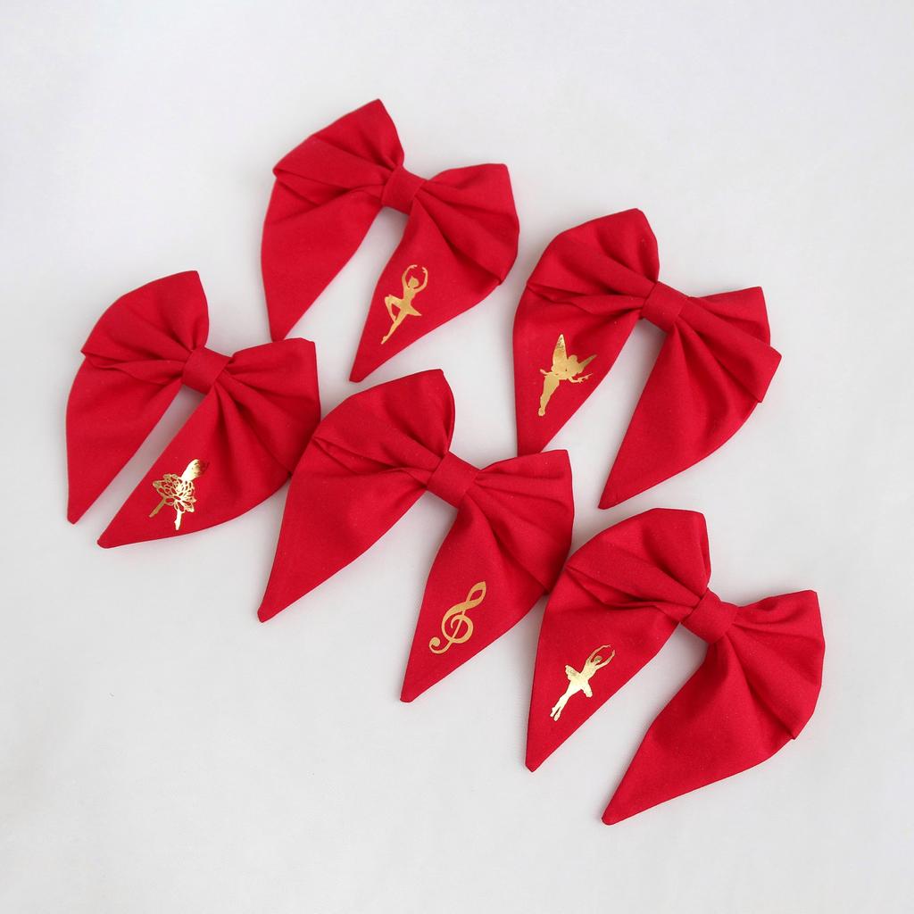 Заколка-зажим "Бант с хвостиками" красный