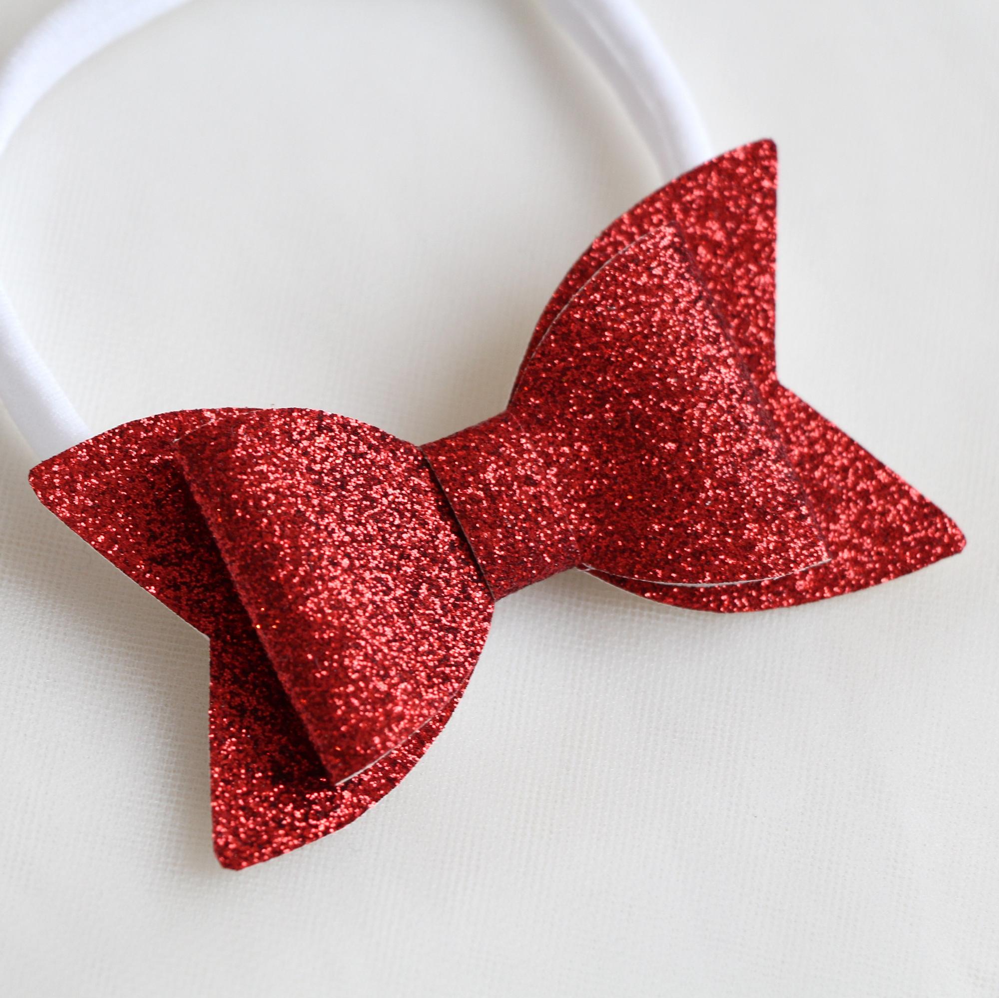 Повязка на голову "Блестящий бант" красный