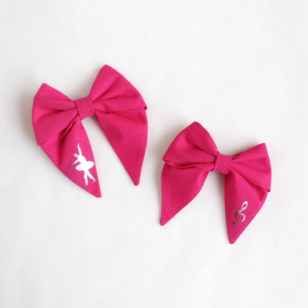 Заколка-зажим "Бант с хвостиками" фуксия