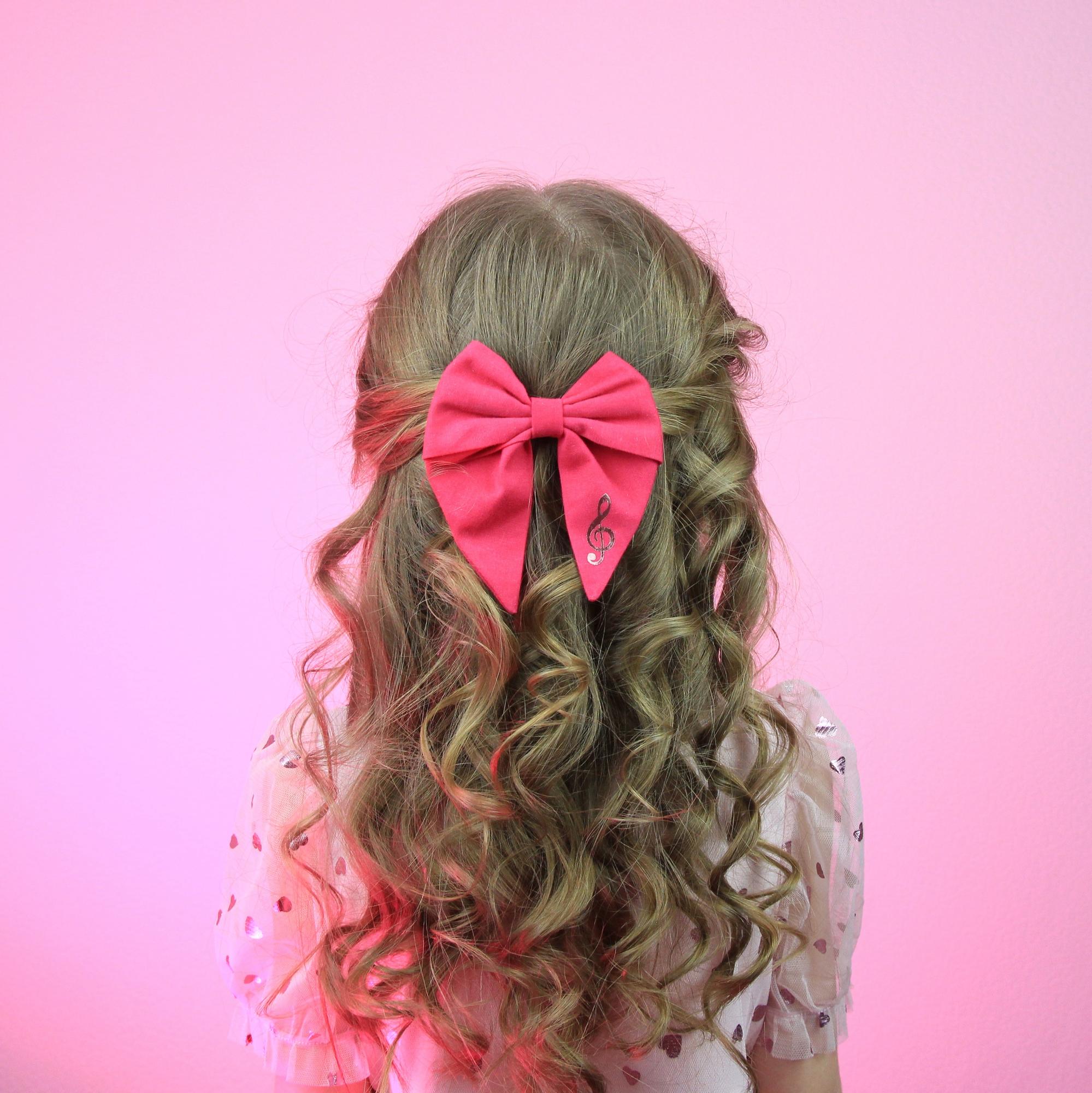 Заколка-зажим "Бант с хвостиками" фуксия