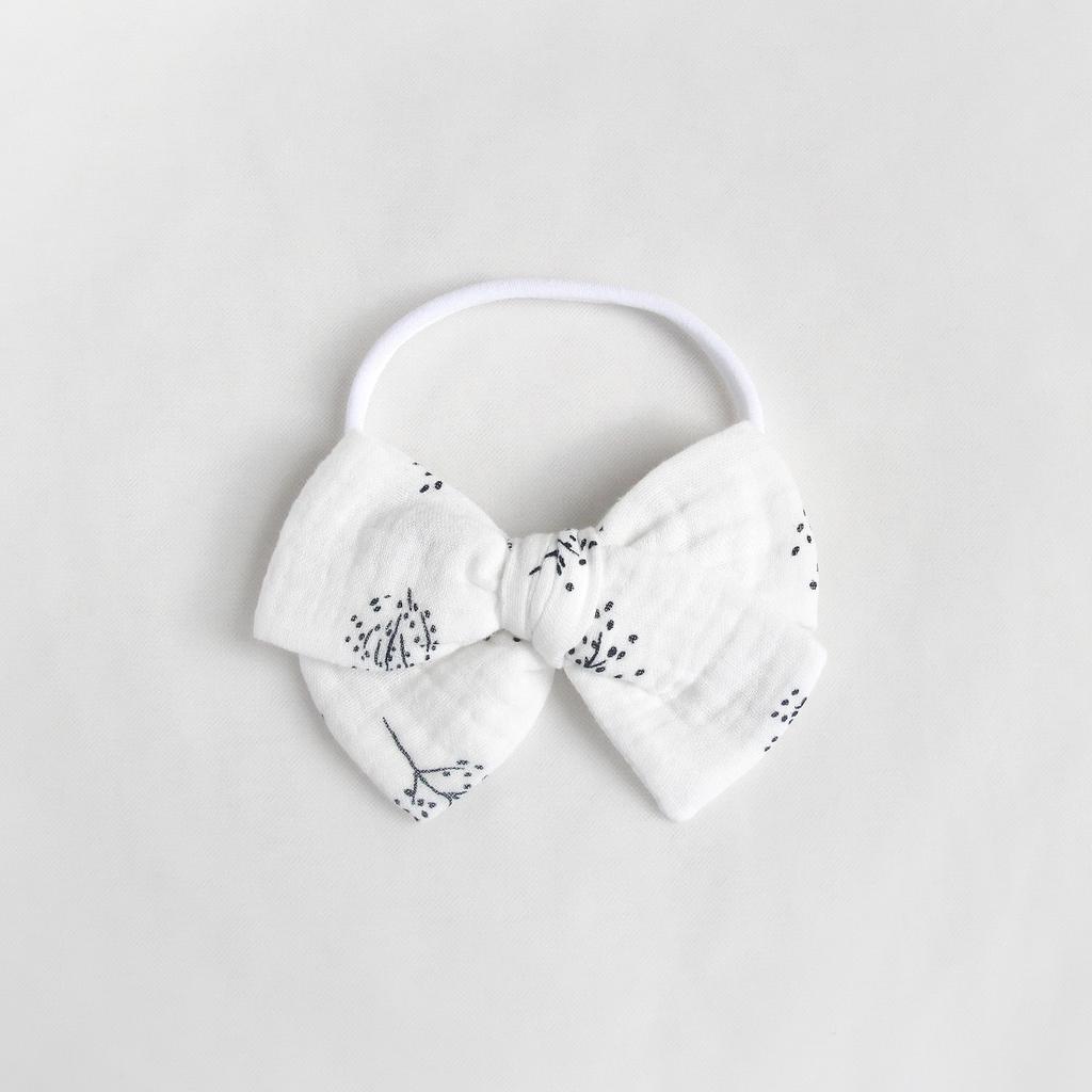 Повязка "Муслиновый бант" веточки на белом