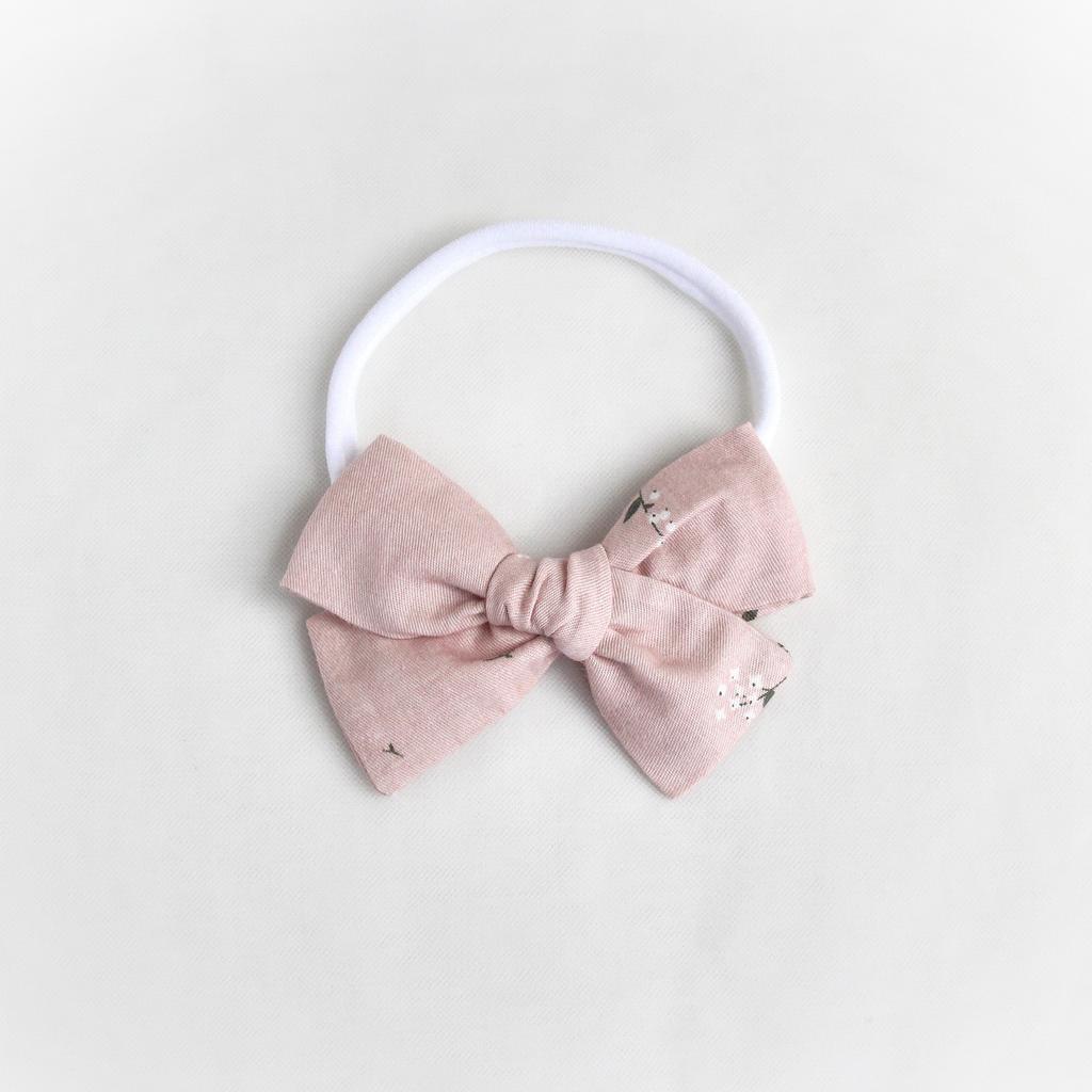 Повязка на голову "Хлопковый бант" светло-розовый с веточками