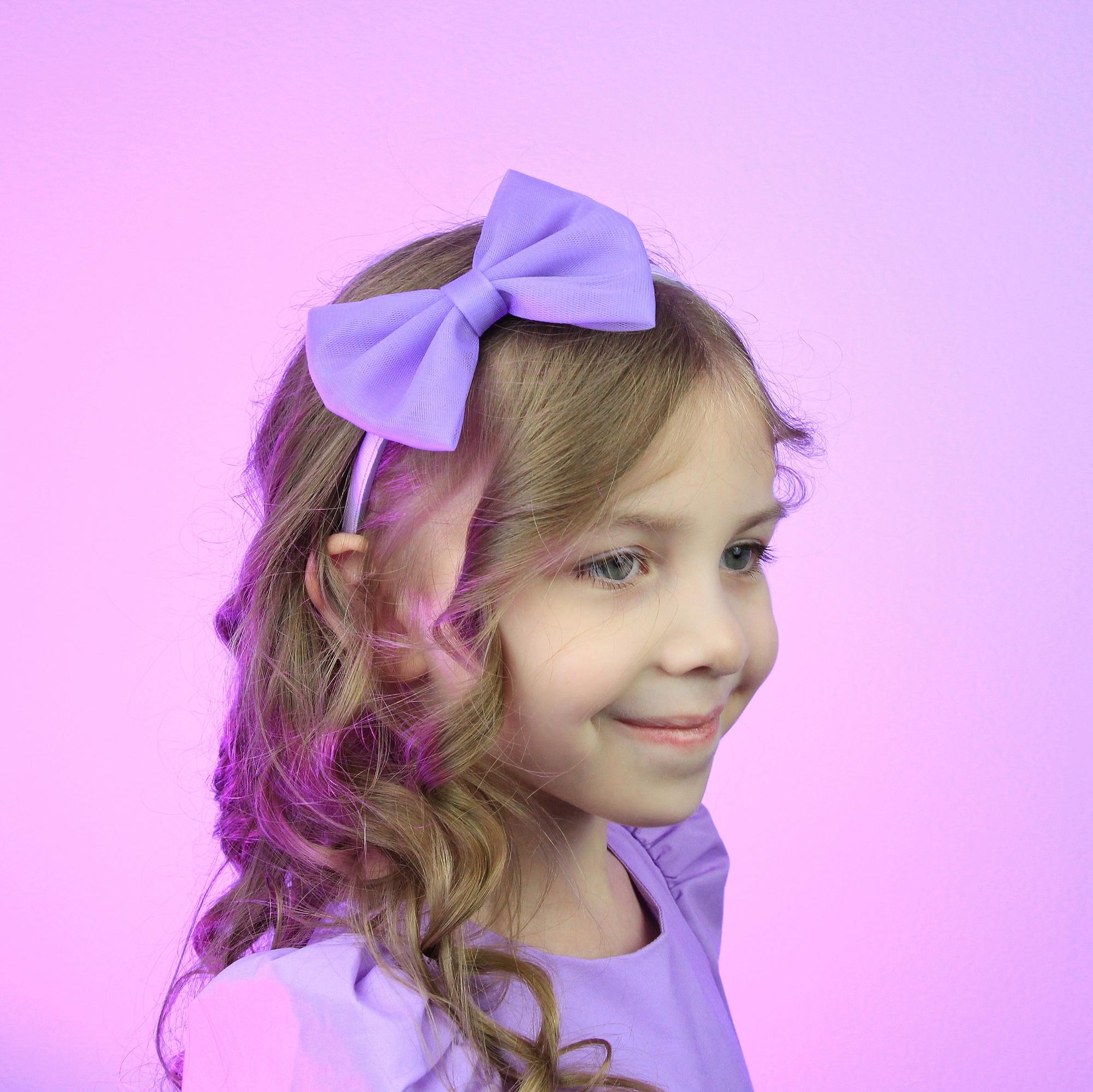 Ободок "Фатиновый бант" сиреневый