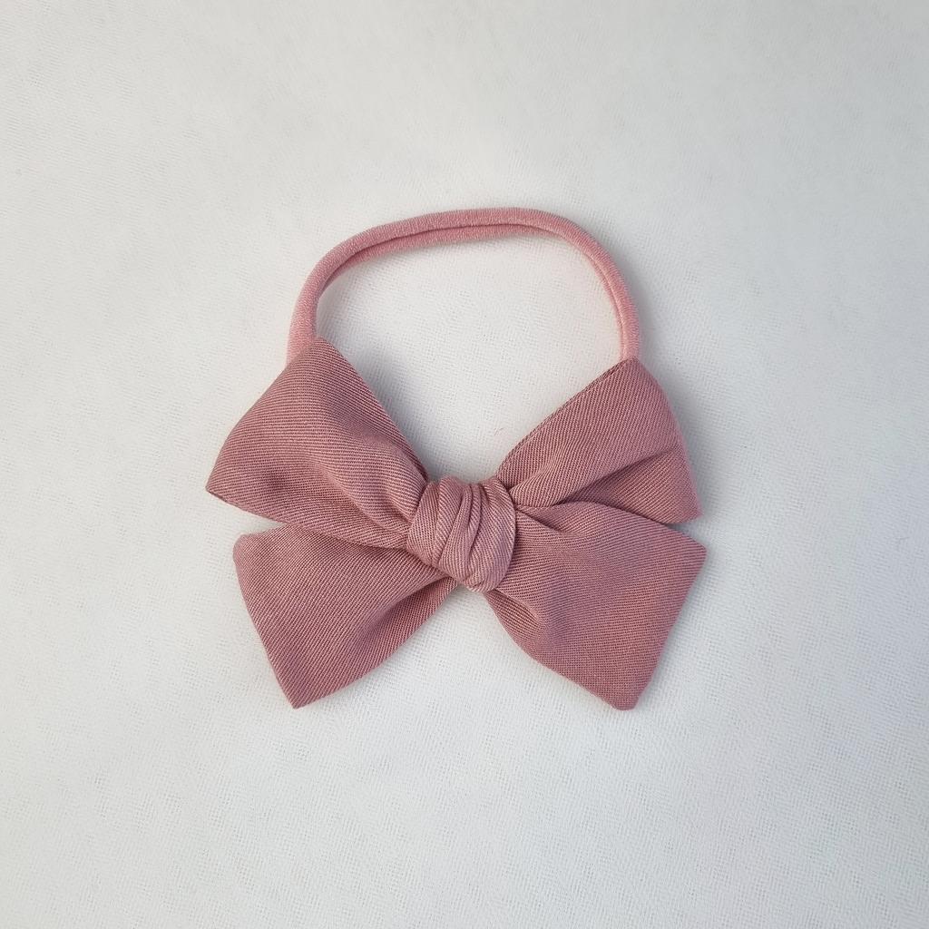 Повязка на голову "Хлопковый бант" пыльно-розовый