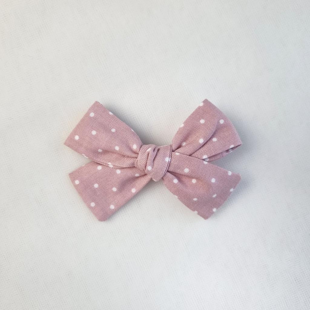 Заколка-зажим "Хлопковый бант" розовый в горошек