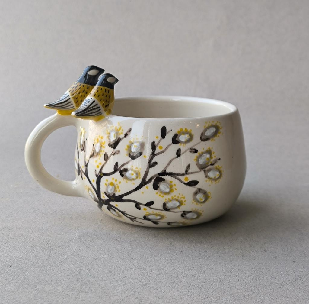 Кружка с вербой и синичкой