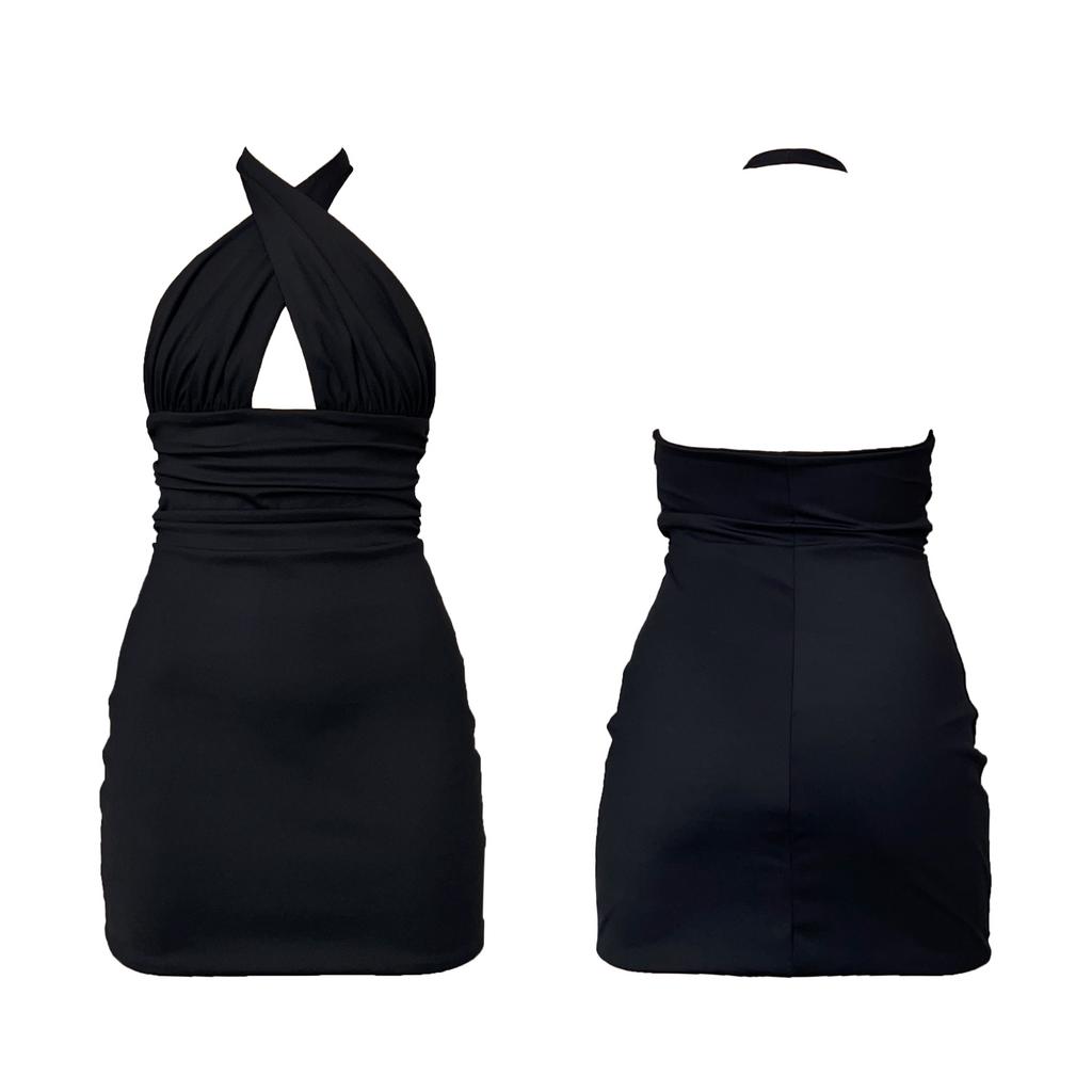 маленькое черное короткое платье драпировка crasta краста