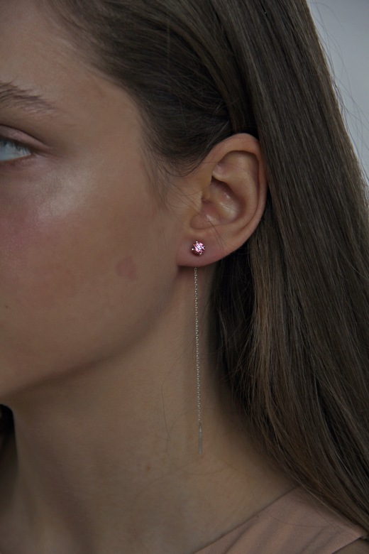 Серьги-протяжки Stone+Chain Fancy Pink