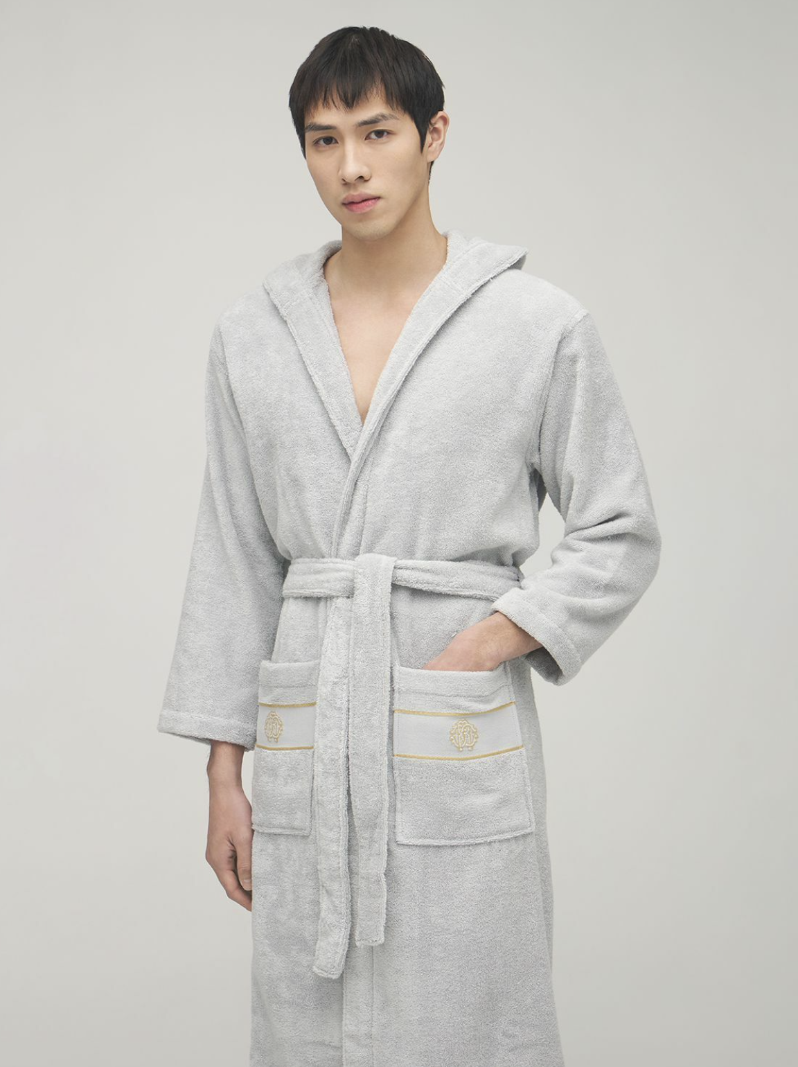 Халат Roberto Cavalli Golden New shawl, grigio (светло-серый)