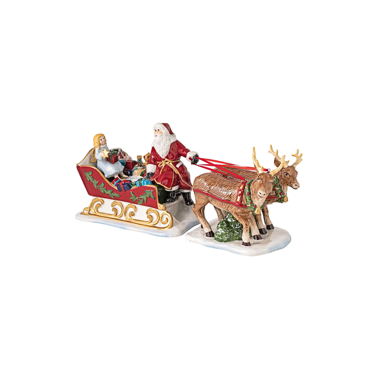 Новогодний декор Санта в упряжке 36х14см