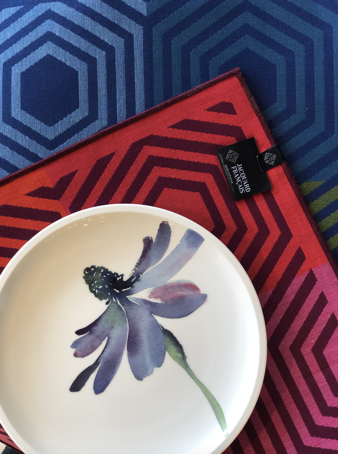 Набор плейсматов (4 шт) Kaleidoscope Vibration purple 50*36см, хлопок, Le Jacquard Français