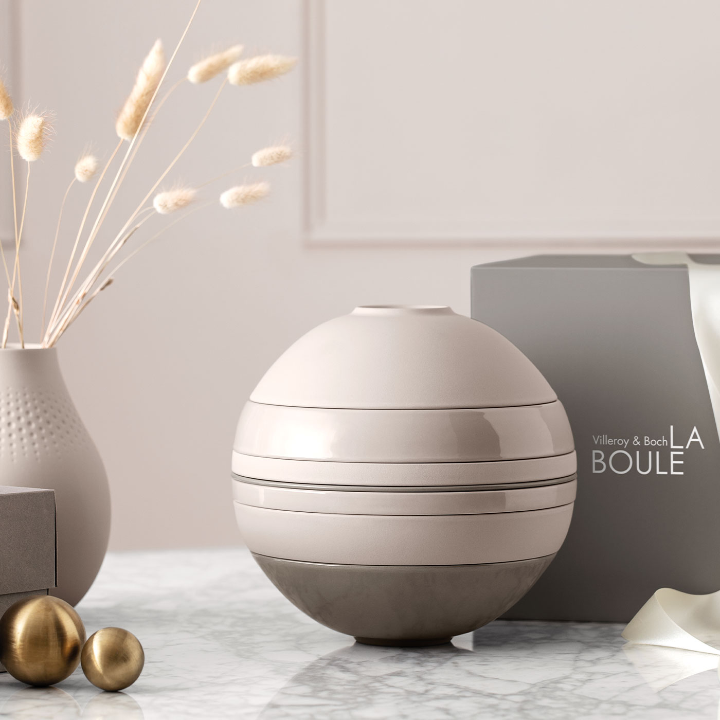 Набор посуды на 2 персоны La Boule Pure Beige Iconic, 7 предметов