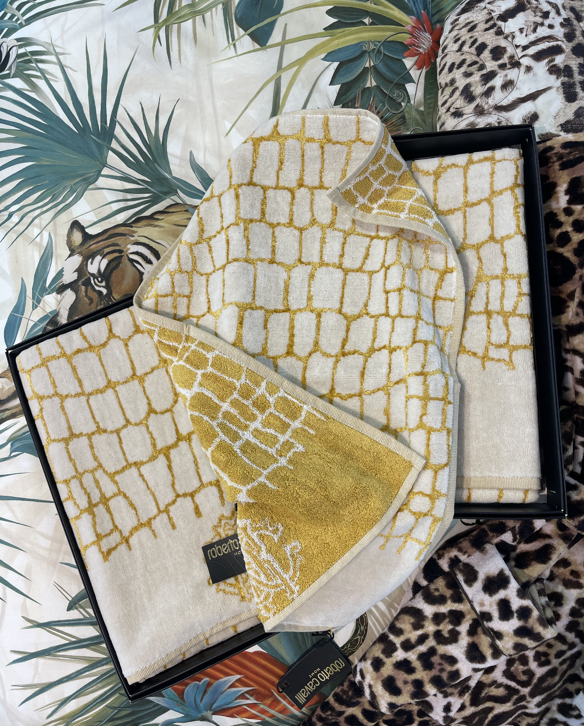 Набор из 2-х полотенец Roberto Cavalli Coco Gold, 100% хлопок