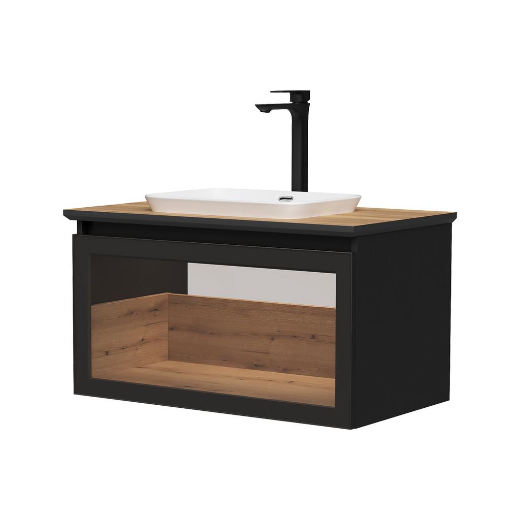 Тумба подвесная со столешницей EQUIL Strong 80.1Y, дуб черный/дуб эвок