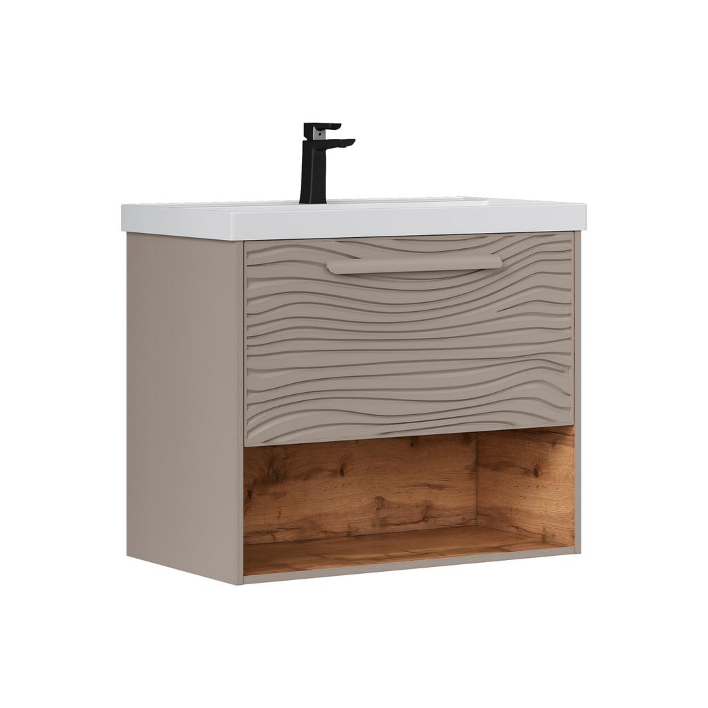 Тумба подвесная EQUIL Gleam 80.1Y с нишей, амарок/дуб вотан