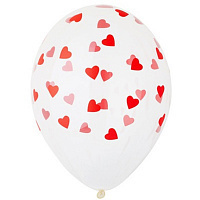 Прозрачный шар с красными сердечками, 30 см