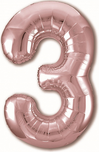 Аг 102 см, Цифра Slim Розовое золото "3"