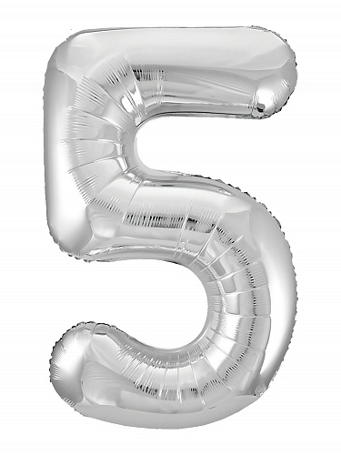 Аг 102 см, Цифра Slim Серебро "5"