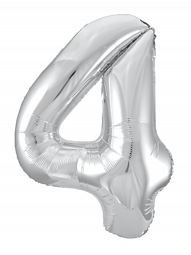 Аг 102 см, Цифра Slim Серебро "4"