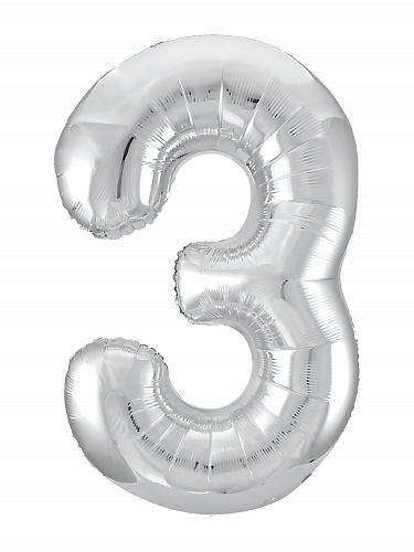Аг 102 см, Цифра Slim Серебро "3"