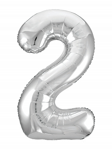 Аг 102 см, Цифра Slim Серебро "2"