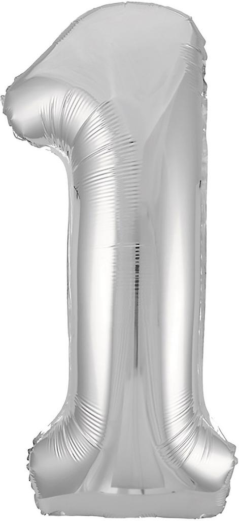 Аг 102 см, Цифра Slim Серебро "1"