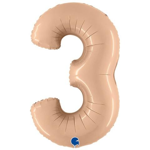 Г 102 см, Цифра, Сатин, Нюдовый "3"