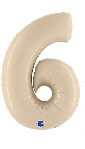 Г 102 см, Цифра, Сатин, Кремовый "6"