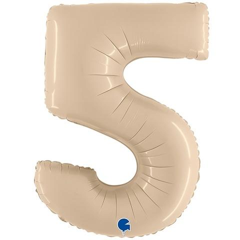 Г 102 см, Цифра, Сатин, Кремовый "5"