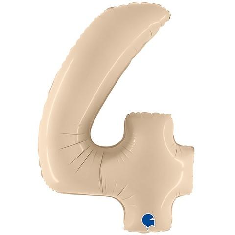 Г 102 см, Цифра, Сатин, Кремовый "4"
