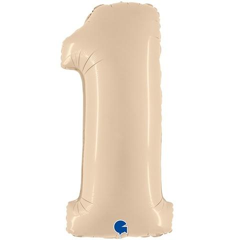 Г 102 см, Цифра, Сатин, Кремовый "1"