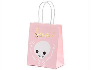 Пакет бумажный, BOO, Скелет на розовом