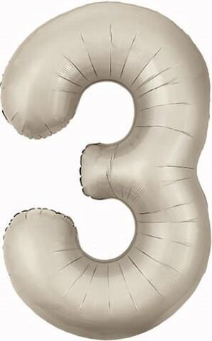 Аг 102 см, Цифра Slim Кремовый, Сатин, "3"