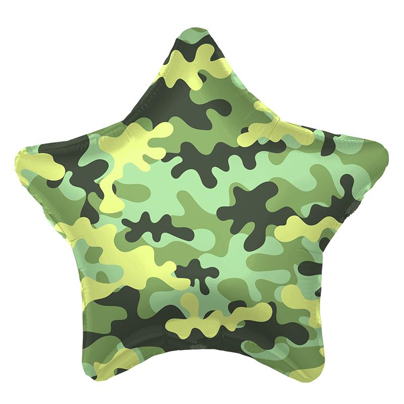 Фольгированный шар звезда, камуфляж, 45 см