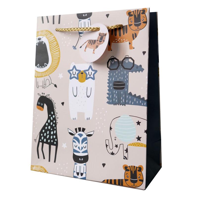 Пакет подарочный S вертикальный, "Звери", 16*21*8 см (Д*В*Ш) Артикул: 2243—WK