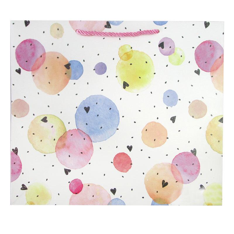 Пакет подарочный M горизонтальный, "Разноцветные круги", 32*26*10 см (Д*В*Ш)