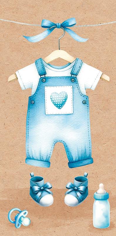 Открытка-конверт, Боди голубой, 8*17 см