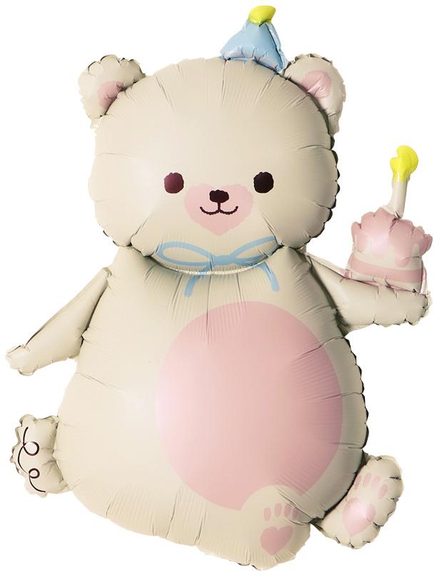 Мишка с кексиком, Кремовый, Сатин, 99 см