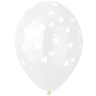 Стандартный шар, кристалл, сердца белые, 36 см