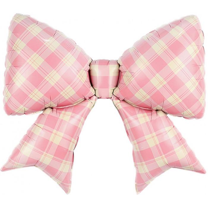 Шар Бант в клетку, розовая, 97 см
