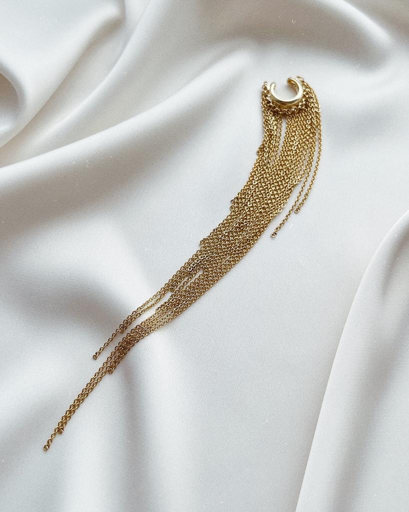 Кафф вечерний с цепочками (позолота)