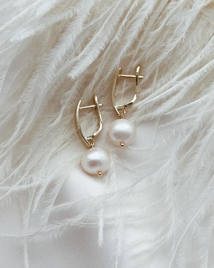 Классические серьги с  жемчугом (позолота)