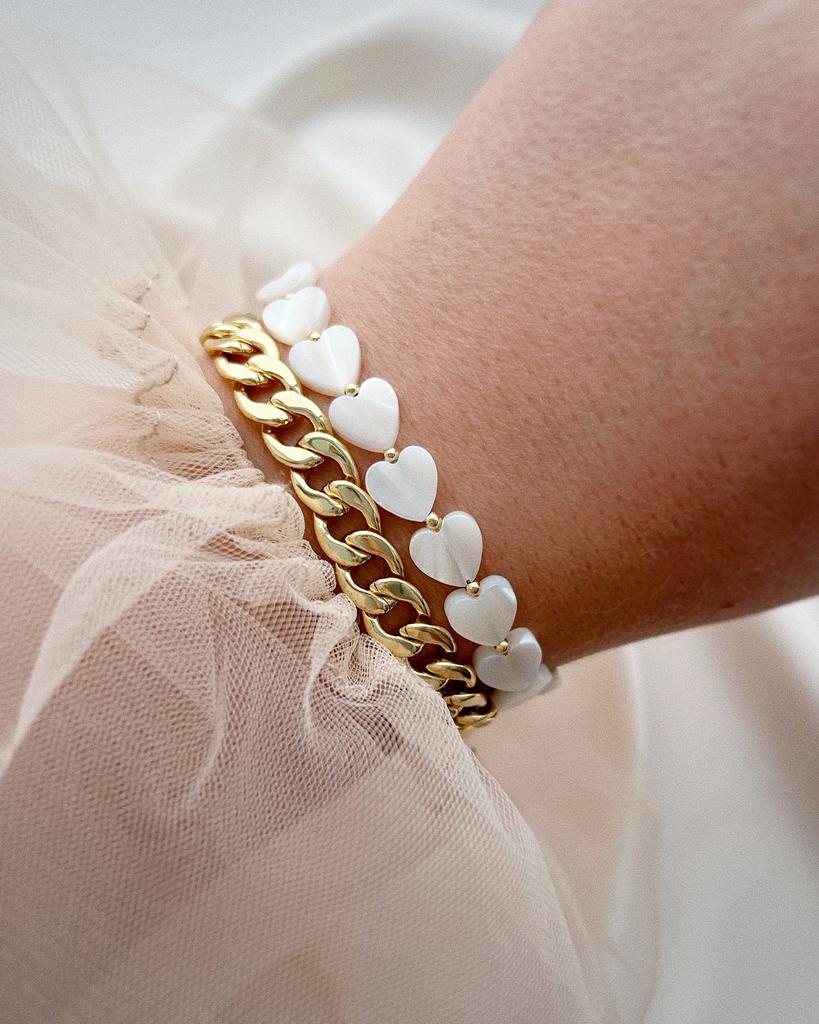 Комплект из двух браслетов (сердечки, позолота)